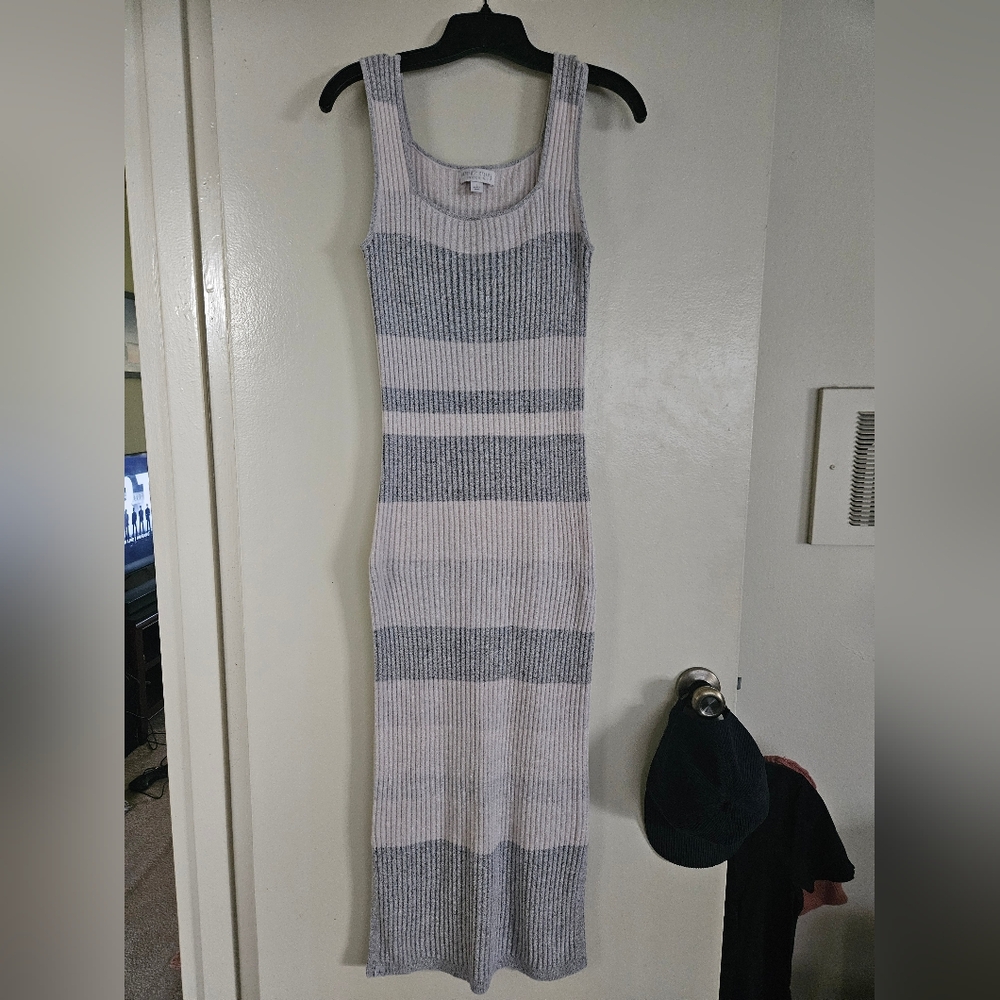 Barefoot Dreams Cozychic Ultra Lite Striped Maxi Dress - Heathered Gray - Size S - Picture 6 of 7
